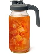 County Line Kitchen Glass Mason Jar Pitcher with Lid - Wide Mouth, 2 Quart (64 oz / 1.9 Liter) - ...