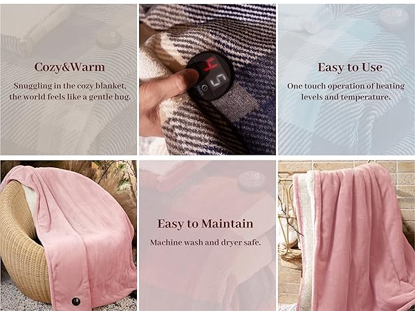 Built-in button heated throw