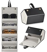 CO-Z Travel Sunglasses Organizer, Foldable Travel Sunglass Case with 5 Slots for Multiple Pairs, ...