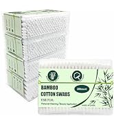 1000pcs Bamboo Cotton Swabs Double Round Cotton Buds with Wooden(5 Pack of 200)