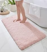 Disolla Pink Bath Mat 24x48 Non Slip Fluffy Washable Plush Luxury Bath Rug for Tub &amp;amp; Shower
