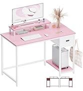 Pamray 39 Inch Computer Desk with Monitor Stand Small Home Office Desks with Non-Woven Storage Dr...