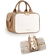 Prite Makeup Bag for Women, Large Capacity Waterproof Travel Cosmetic Organizer, Portable Open Fl...