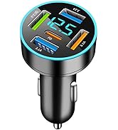 66W Car Charger Adapter 5 Port USB Car Charger PD 30W QC3.0 3.1A Car Cigarette Lighter USB Charge...