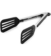 STARUBY Cooking Tongs 12 inches Stainless Steel Kitchen Silicone Serving Tongs Heat Resistant Mea...