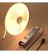 BENLUN 24V IC COB LED Strip Lights 65.6ft Kit, 3000K Warm White Cuttable Adhesive 480LEDs/M CRI 9...