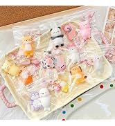 Luckana 12 Pcs Mini Animal Tabas Squishies Fidget Toy with Bell,Cute Stress Relief Squeeze Toys P...