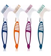 Ceonam Denture Brush, 4 Pieces Small Toothbrush for Dentures, Multi-Layered Bristles Ergonomic Ru...