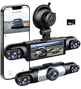 3 Channel Dash Cam Front Inside and Left Right, 1080P HD Dash Camera for Cars, 3.16 inches WiFi C...