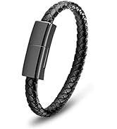 Aqonsie USB Charging Bracelet Cable Fashion Portable Braided Leather Wrist Data Charger Cord, Per...