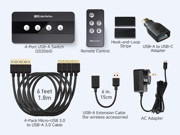4 Port USB 3.0 Switch USB Sharing Switch for 4 Computers