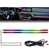 HMYC Dream Color Acrylic Interior Car Lights, 2 Pieces 75cm/29.5inch 128 Colorful Car LED Strip L...