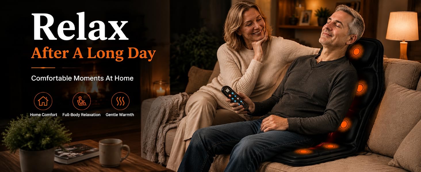 Relaxation massage cushion for cozy home moments.