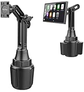 SkyTitan Cup Holder Car Mount for Portable CarPlay Screens, Adjustable Height, Flexible Long Arm,...