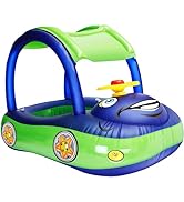 iGeeKid Inflatable Baby Pool Float with Canopy, Safty Seat for Infant Baby Swim Float Rings Car S...