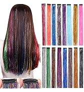 16 Colors Clip in Hair Tinsel Kit, 19.6 Inch Sparkling Party Tinsel Hair Extension with Clips on,...