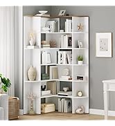 HOOBRO 74" Tall Corner Bookshelf, 6-Tier Bookcase with Open Storage, L-Shaped Modern Bookshelf wi...