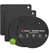 Walfos Silicone Trivet Mats - 4 Heat Resistant Pot Holders, Multipurpose Non-Slip Hot Pads for Ki...