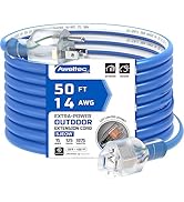 AWELTEC Outdoor 14/3 Extension Cord 14AWG 50FT 15Amp 1875Watts, TPE Rubber SJEOW (-58°F to +221°F...