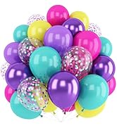 Adeyoo Pink Blue Purple Balloons,60 Pcs 12 Inch Confetti Party Balloons Hot Pink Metallic Purple ...