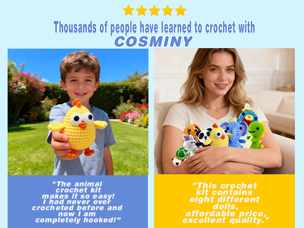 Thousands of people have learned to crochet with cosminy
