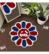 Shovagy Trippy Happy Face Rug 4th of July Bathroom Rugs Patriotic Independence Day Decor Carpet T...