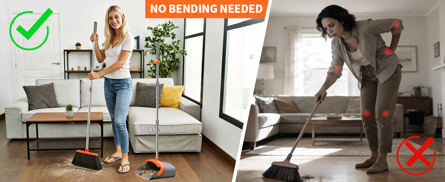 Broom and Dustpan Set New Orange