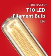 TORCHSTAR LED T10 Tubular Decorative Light Bulb 2.3W, 2000K, Amber Glass | E26 Base, Edison Light...