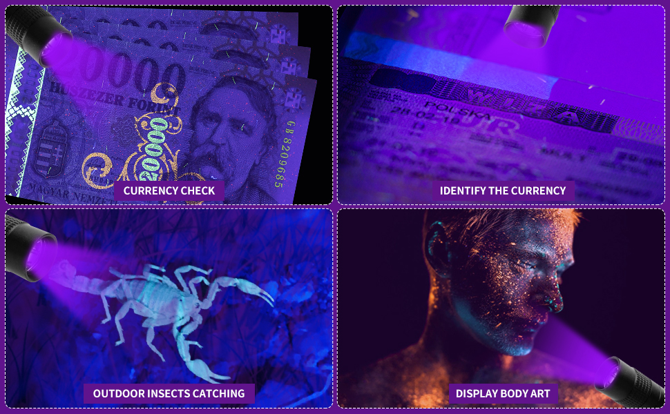 2 Pack UV Penlight Flashlight with Clip,Mini LED Handheld Tactical Pocket Torch with High Lumens