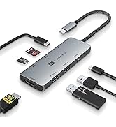 USB C Hub, RSHTECH USB C Dongle Adapter with 8K HDMI, 10Gbps USB C and 2 USB A Data Ports, 100W P...