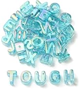 FASHEWELRY 90Pcs Iridescent Clear Large Letter Beads, 20mm Big Alphabet Beads Random Mixed Large ...
