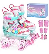 Sportneer Kids Roller Skates, Girls Roller Skates with 4 Adjustable Sizes, Toddlers Roller Skate ...