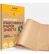 Katbite Parchment Paper Sheets 360 PCS, 12x16 Inches Precut Unbleached Baking Parchment, Non-stic...