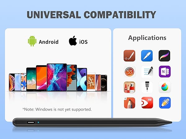 Stylus Pen, Stylist Compatible for iOS/Android Touchscreens/Phones, Rechargeable Stylus Pen