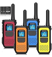 Walkie Talkies, NXGKET 4 Pack Long Range Two-Way Radios NOAA Weather Alert with Rechargeable Li-i...