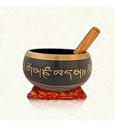 Nature's Own Buddhist Tibetan Singing Bowl For Meditation – Brass - Black 6.5 inches