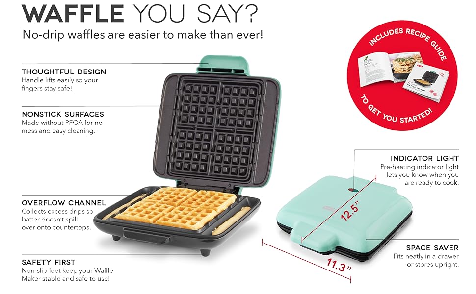 waffle, maker, dash, Belgium, machine, no drip, no mess