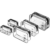 Eikovia 5-Pack Clear Makeup Bag, PVC Cosmetic Pouch with Zipper, Portable Travel Toiletry Bags Se...