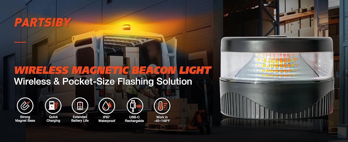 magnetic beacon light strobe wireless rechargeable led flashing