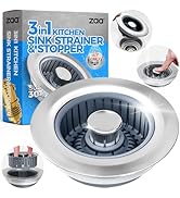 Upgraded 3in1 Kitchen Sink Drain Strainer &amp; Sink Stopper, Stainless Steel Kitchen Drain Plug &amp; Co...