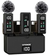 Text reads 'SYNFACE'. Professional audio recording microphones with digital displays showing '100' reading, featuring furry windscreen covers on mounting brackets.