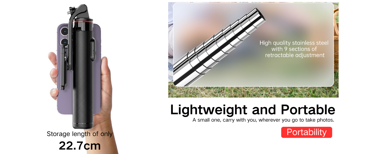 Lightweight 52 inch travel tripod for iPhone - foldable to pocket size, ideal for travel/vlogging