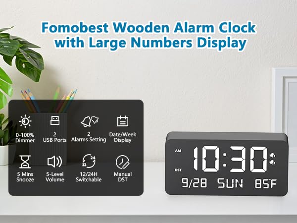 wooden alarm clock