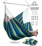 XXL Hammock Chair Hanging Rope Swing with 2 Cushions - Max 500lbs-Perfect for Patio, Porch, Bedro...
