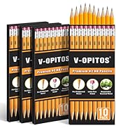 V-Opitos Wood-Cased #2 HB Pencils, 4 Boxes Bulk Pre-Sharpened Pencils with Top Erasers for School...