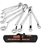 HORUSDY 9-Pieces Metric Offset Box Wrench Set with Rolling Pouch, 75-Degree, Metric 6-24mm, CR-V ...