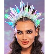 CAKURE Light Up Headband LED Flame Headpiece Flash Hairband Rave Hair Accessories Party Costume H...