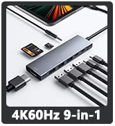 USB C HUB 4K 60Hz for iPad Pro 9-in-1 Adapter iPad Pro 2021 2020 12.9 11 inch iPad Air 5 4 Dockin...