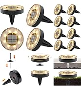 Joomer 16 Pack Solar Ground Lights, 2-in-1 Solar Lights Outdoor Waterproof Solar Powered Disc Lig...
