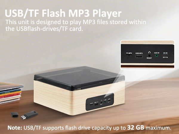 retro vintage cd player with usb aux playback